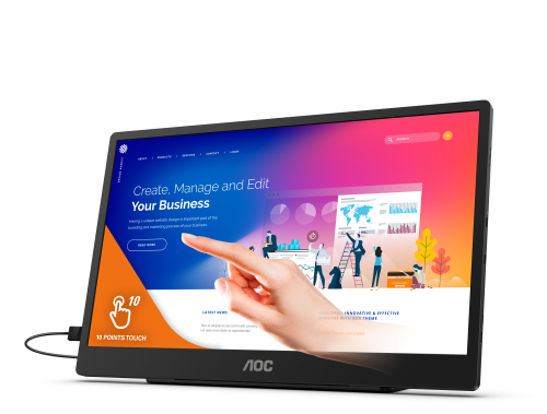 Монитор LCD 39,6 cm (15.6") [16:9] 1920х1080(FHD) IPS, nonGLARE, TOUCH, 250cd/m2, H178°/V178°, 700:1, 50M:1, 262000 цветов, 4ms, VGA, DVI, HDMI, USB-Hub, Tilt, Speakers, 3Y, Black фото 7