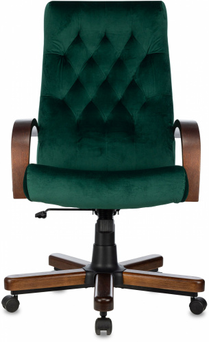 Кресло руководителя Бюрократ T-9928WALNUT Fabric зеленый Italia Green крестов. металл/дерево фото 2