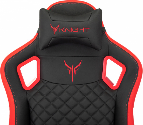 Кресло игровое Knight Titan черный/красный ромбик эко.кожа с подголов. крестов. металл фото 13