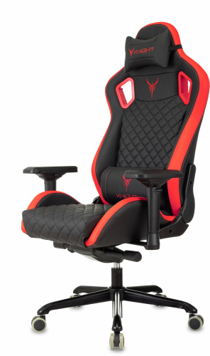 Кресло игровое Knight Titan черный/красный ромбик эко.кожа с подголов. крестов. металл фото 3