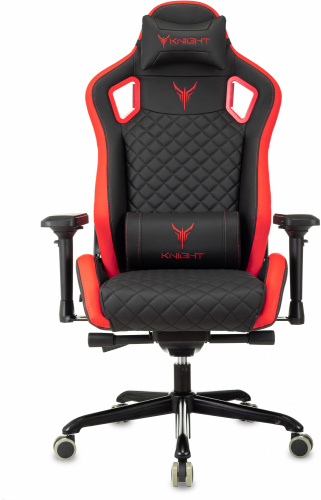 Кресло игровое Knight Titan черный/красный ромбик эко.кожа с подголов. крестов. металл фото 2