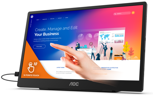 Монитор LCD 39,6 cm (15.6") [16:9] 1920х1080(FHD) IPS, nonGLARE, TOUCH, 250cd/m2, H178°/V178°, 700:1, 50M:1, 262000 цветов, 4ms, VGA, DVI, HDMI, USB-Hub, Tilt, Speakers, 3Y, Black фото 4