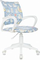 Кресло детское Бюрократ Burokids 1 W голубой овечки крестов. пластик пластик белый